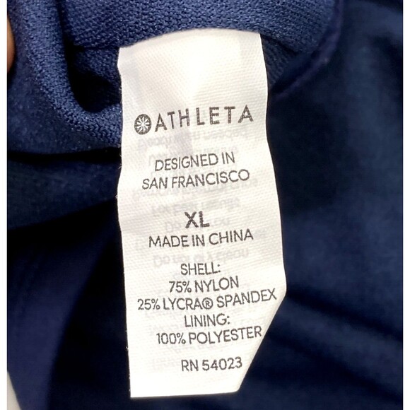 Athleta Tankini Swim Suit Top Blue Strappy Open Back Ruched Side XL Women Padded - Picture 3 of 14